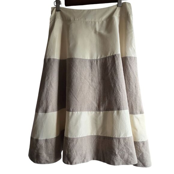J Crew Collection Silk Linen A-Line Ivory Beige Skirt 4 - Picture 5 of 14